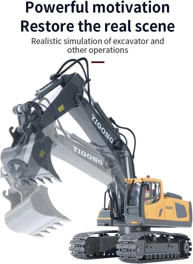 Junona Remote Control Excavator Toy, 1/20 Scale 2.4Ghz RC Excavator Construction Vehicles with Sound & Lights & 680° Rotation, 11 Channel Construction Tractor RC Truck Toy for Kids, Multicolor - Image 3